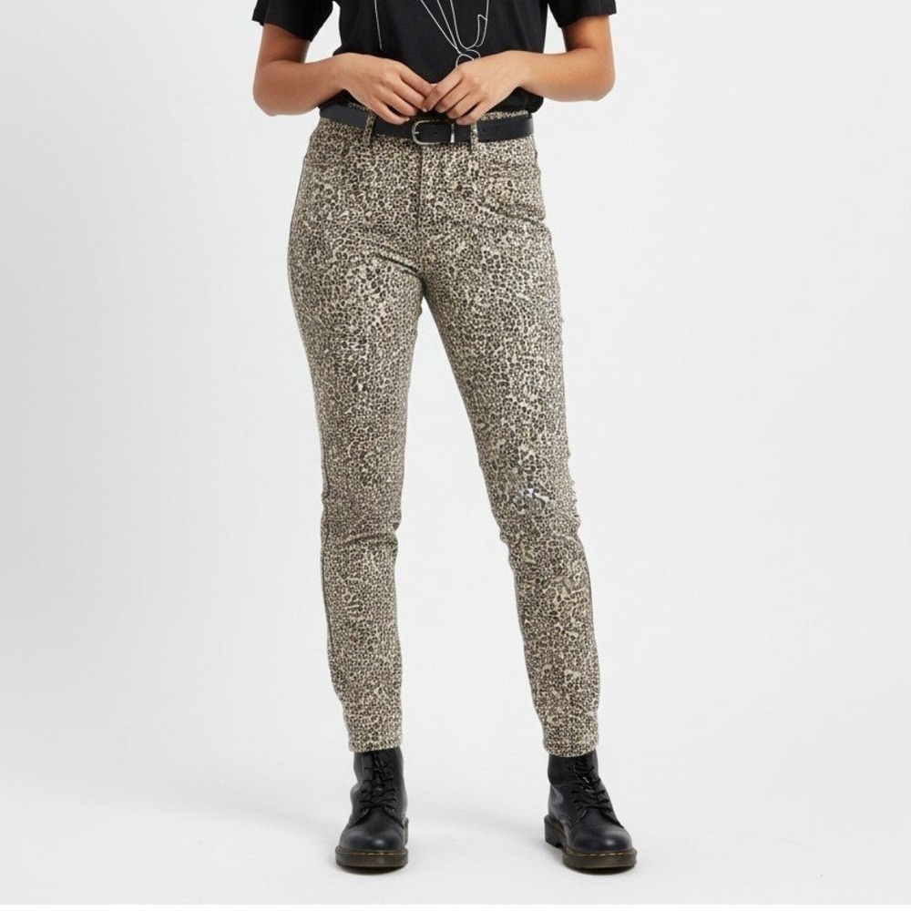 Seven7 Tummyless High Rise Skinny Jeans 6 Leopard Print Animal Stretch Mob Wife